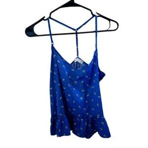 Abercrombie and Fitch Blue Floral Spaghetti Strap Top